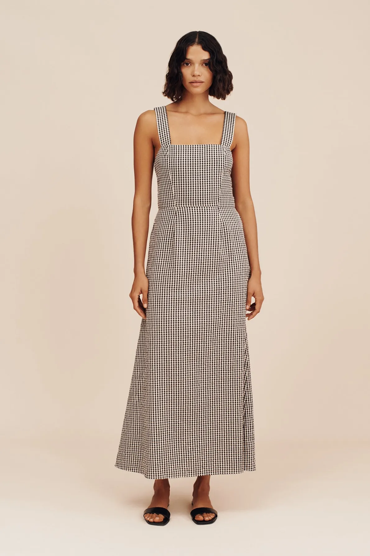 AMELIA SQUARE NECK DRESS - GINGHAM