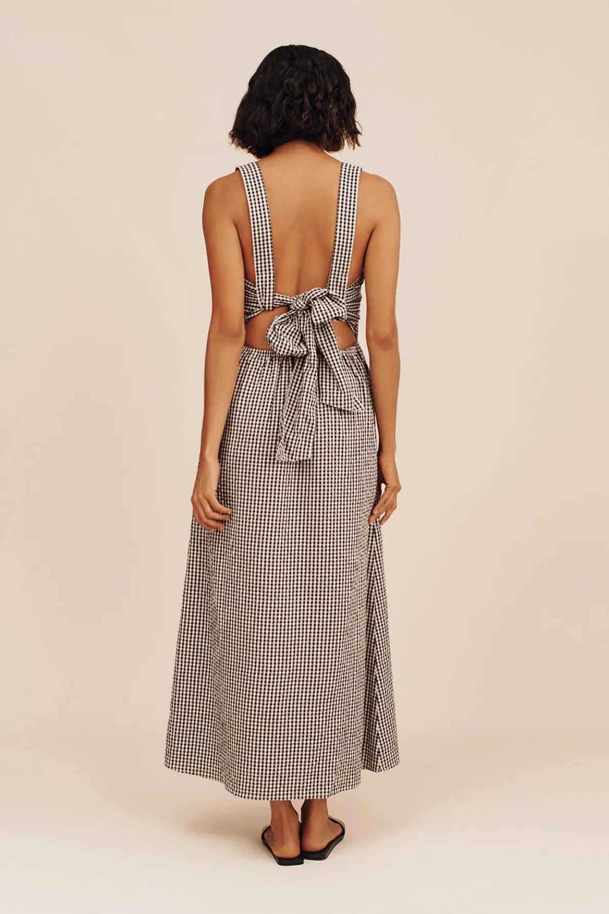 AMELIA SQUARE NECK DRESS - GINGHAM