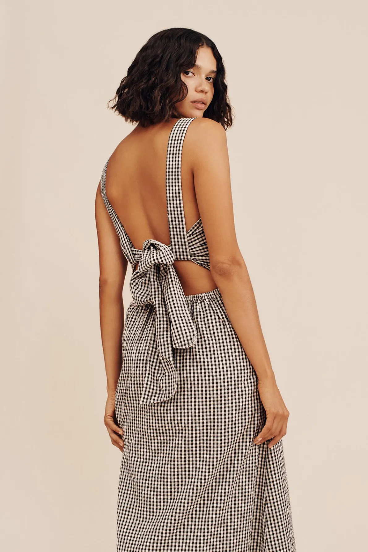 AMELIA SQUARE NECK DRESS - GINGHAM