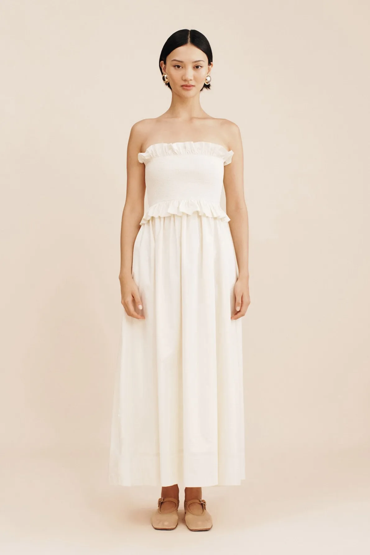 COBY STRAPLESS DRESS - CREAM