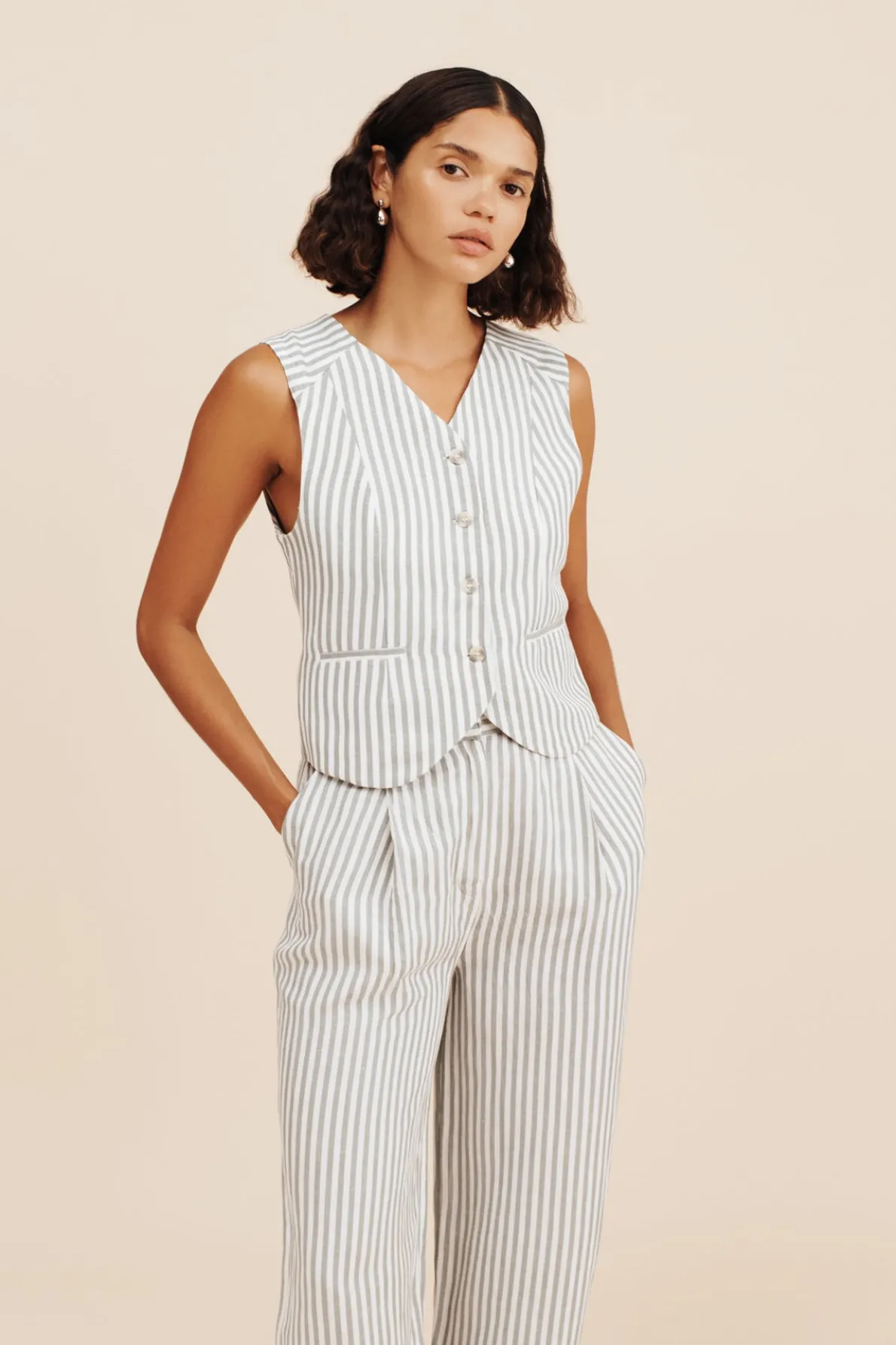 DIANA VEST - SEAGRASS STRIPE