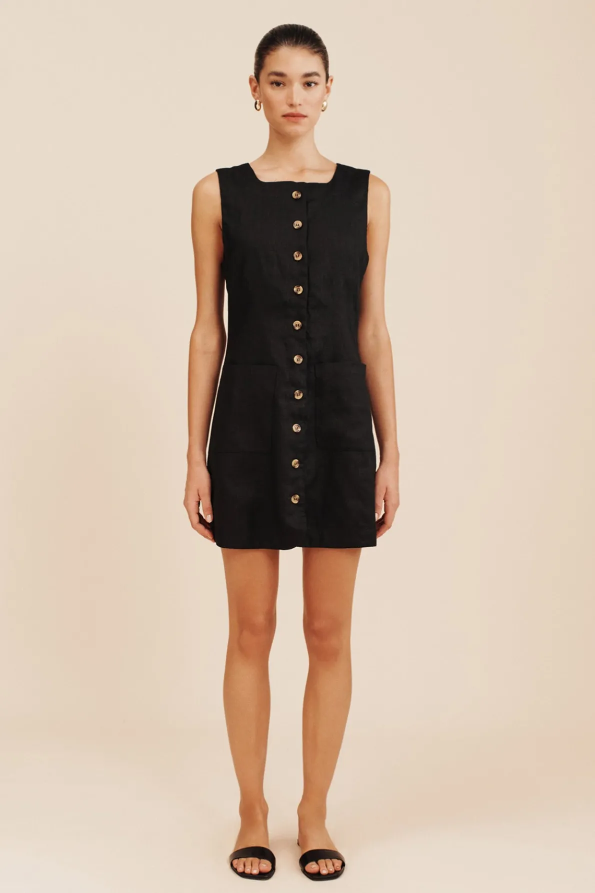 EMMA BUTTON DOWN MINI - BLACK