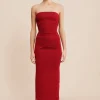 ISABELA STRAPLESS DRESS - CRIMSON