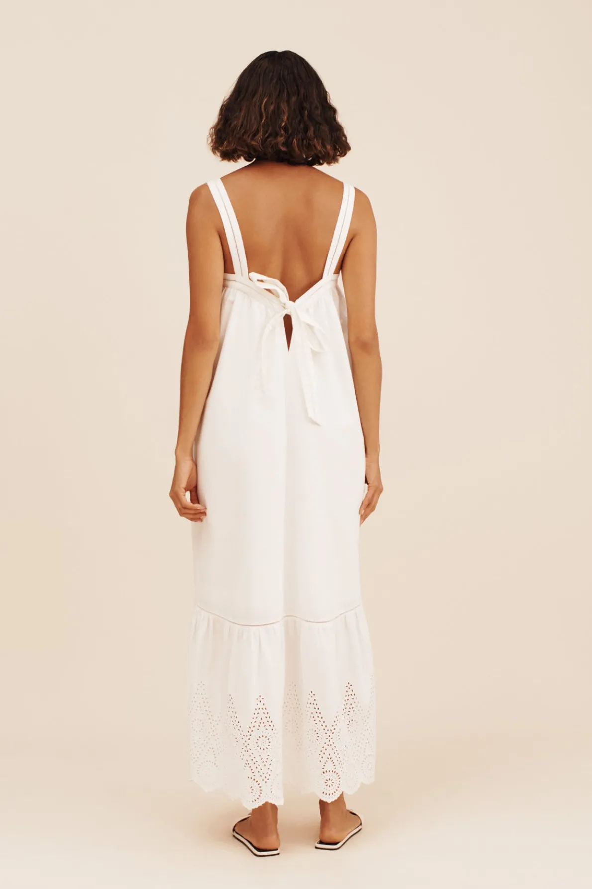 LOUISA TIE DRESS - VINTAGE WHITE