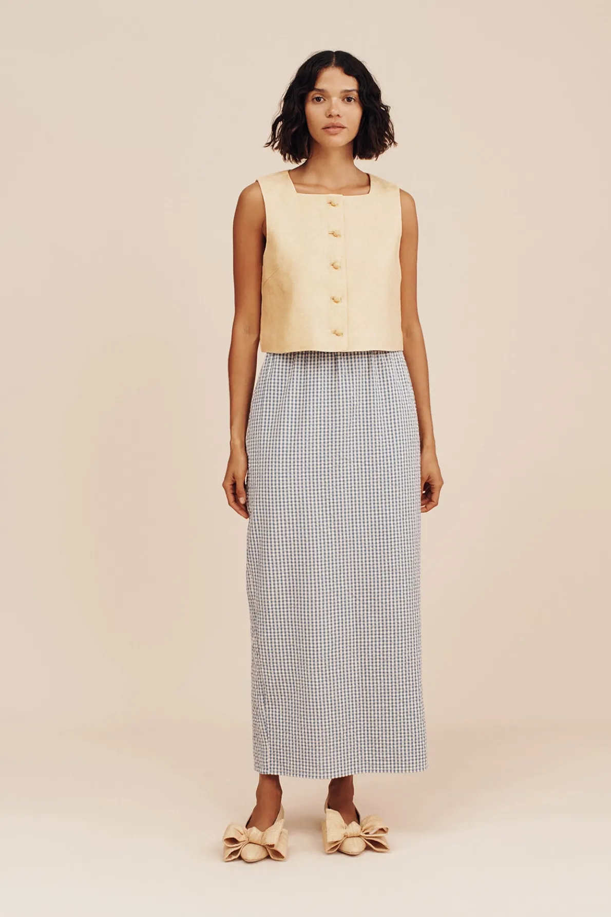 MIRA SKIRT - BLUE GINGHAM