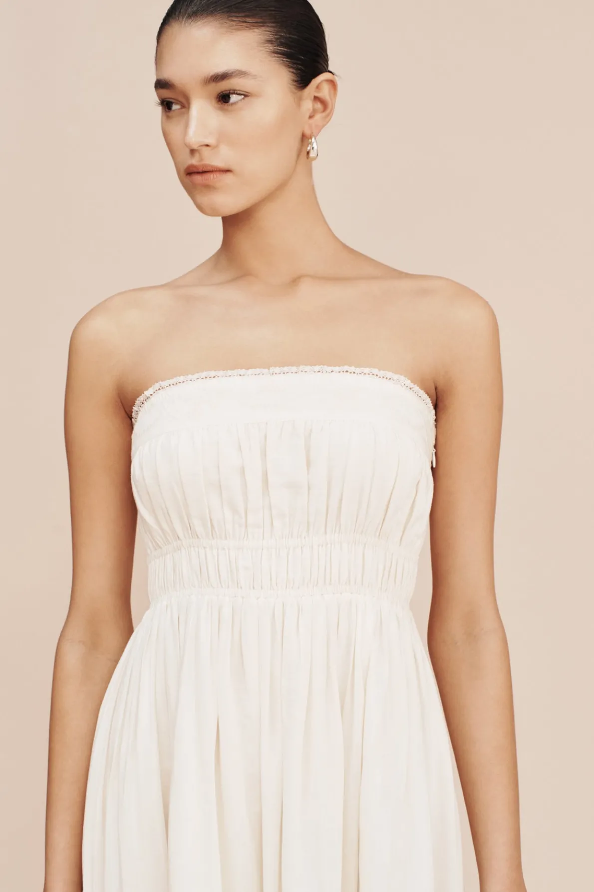 MYLAH STRAPLESS DRESS - CREAM