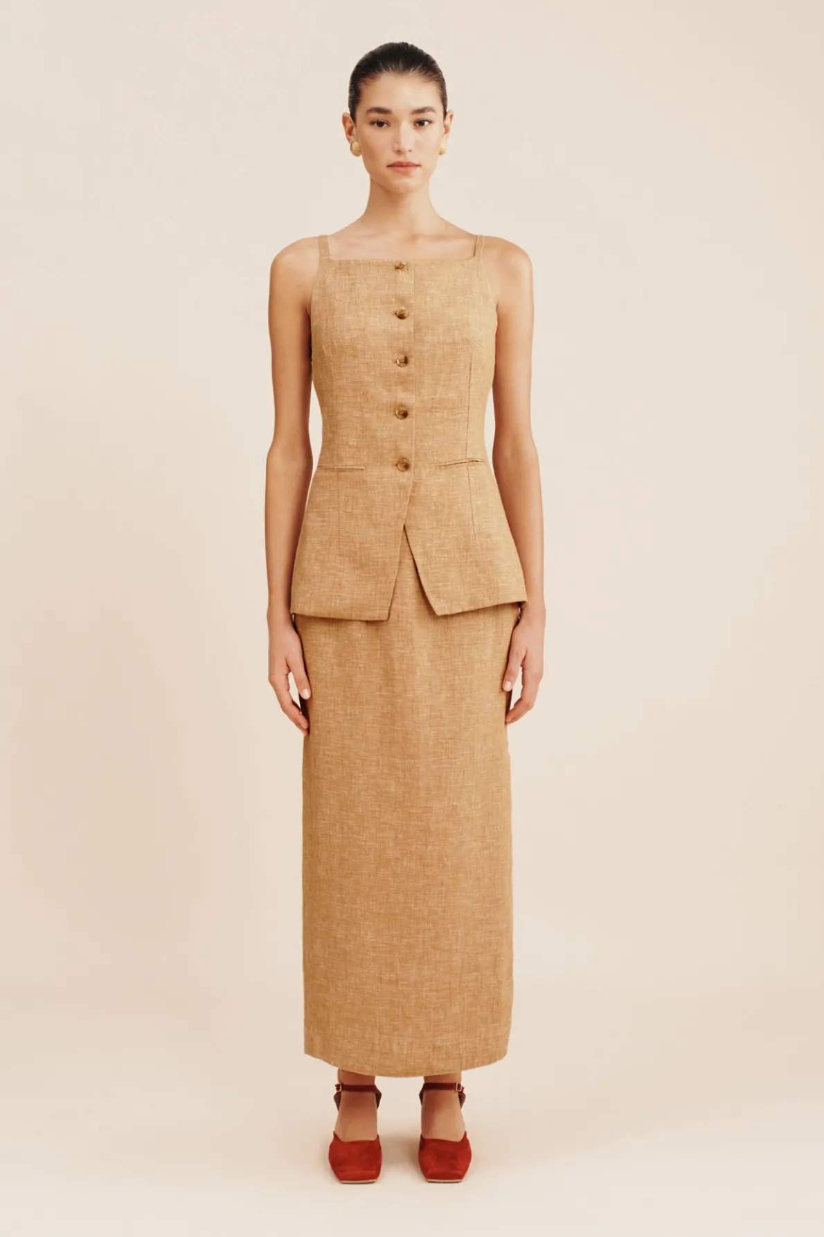 NANCY PENCIL SKIRT - WALNUT