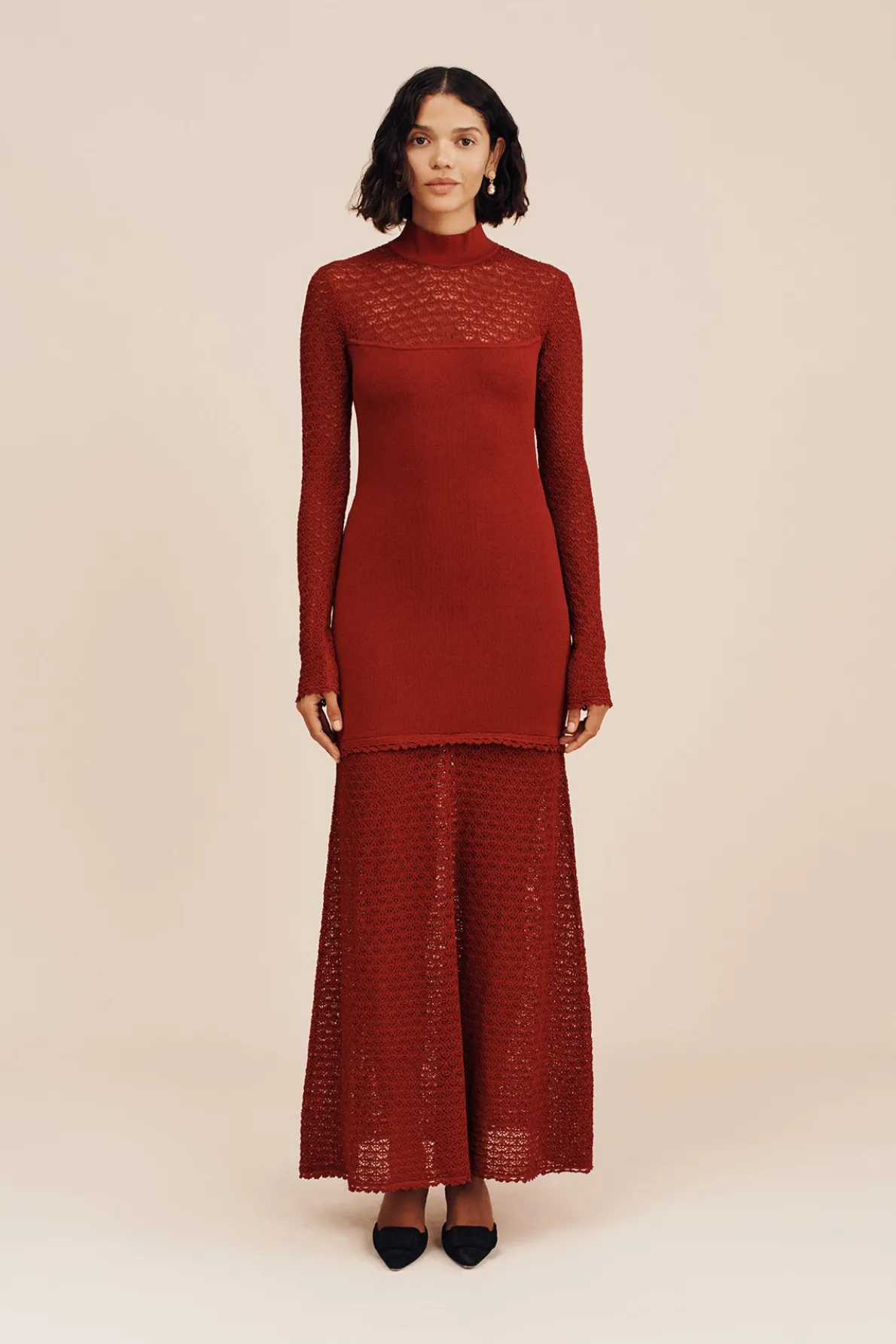 ROMY HIGH NECK DRESS - CHILLI