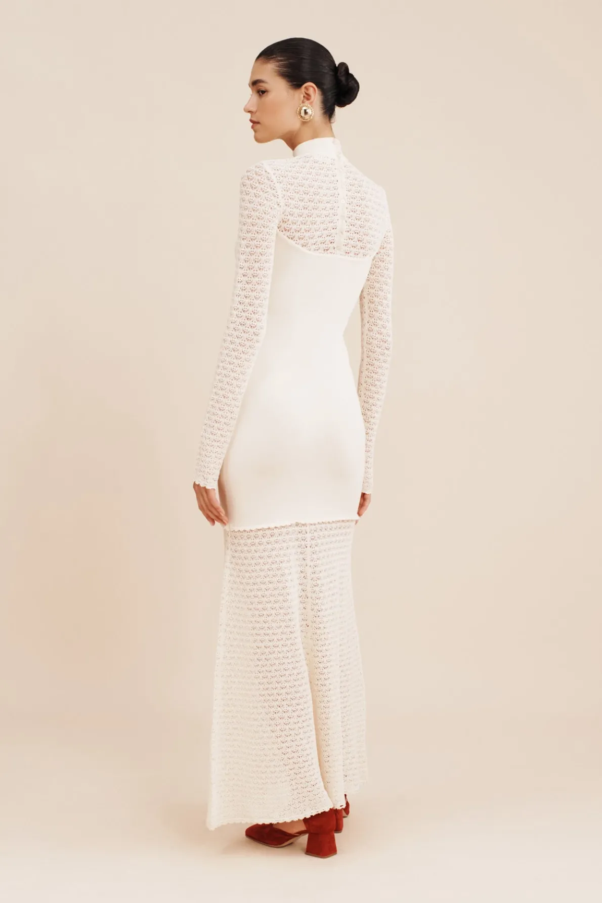 ROMY HIGH NECK DRESS - CREAM