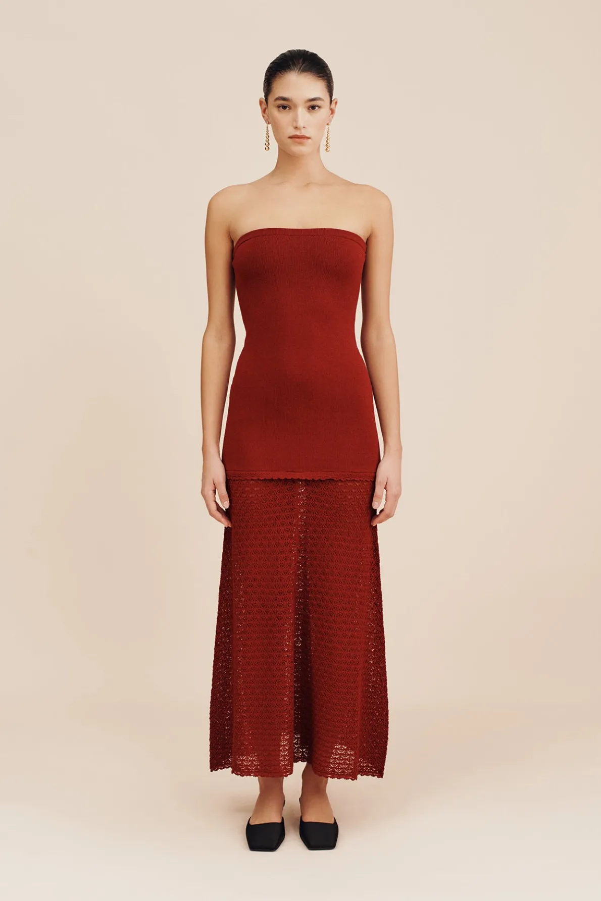 ROMY STRAPLESS DRESS - CHILLI