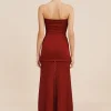 ROMY STRAPLESS DRESS - CHILLI