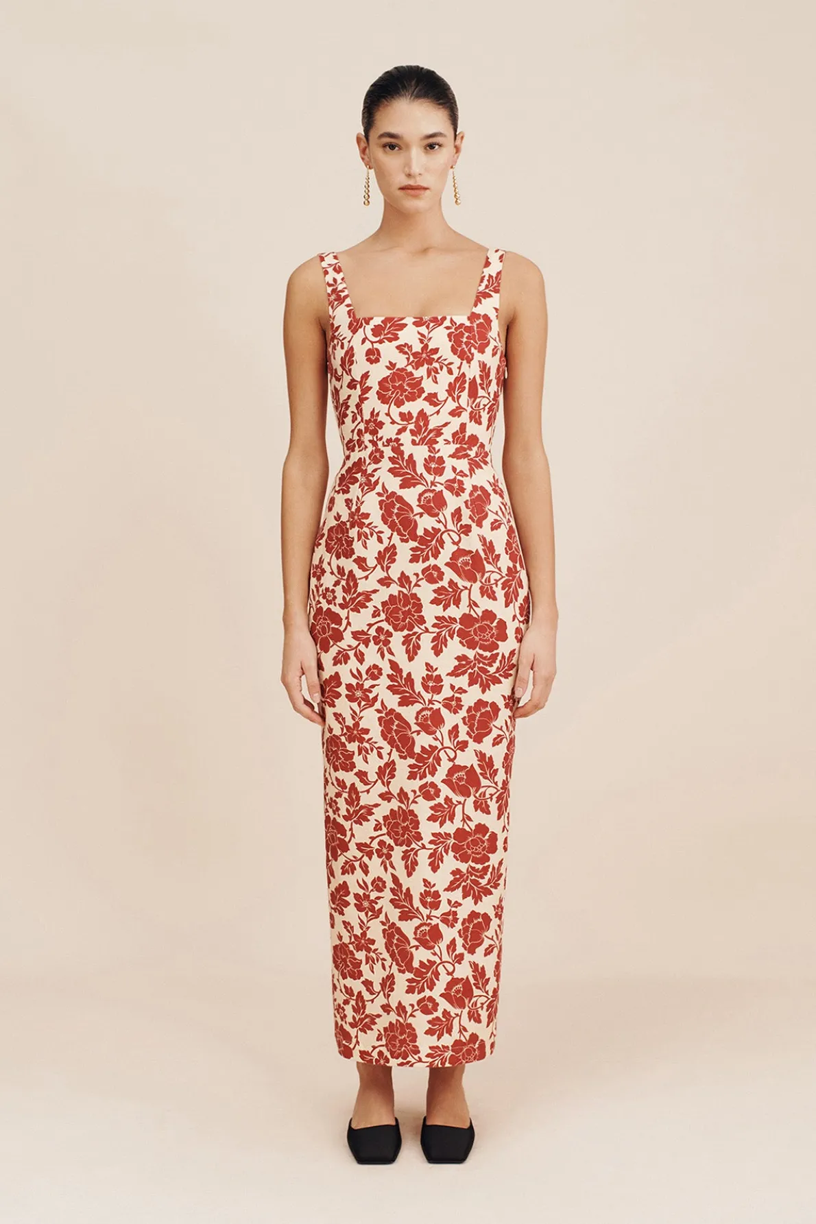 SKYLA COLUMN DRESS - SCARLET BLOOM