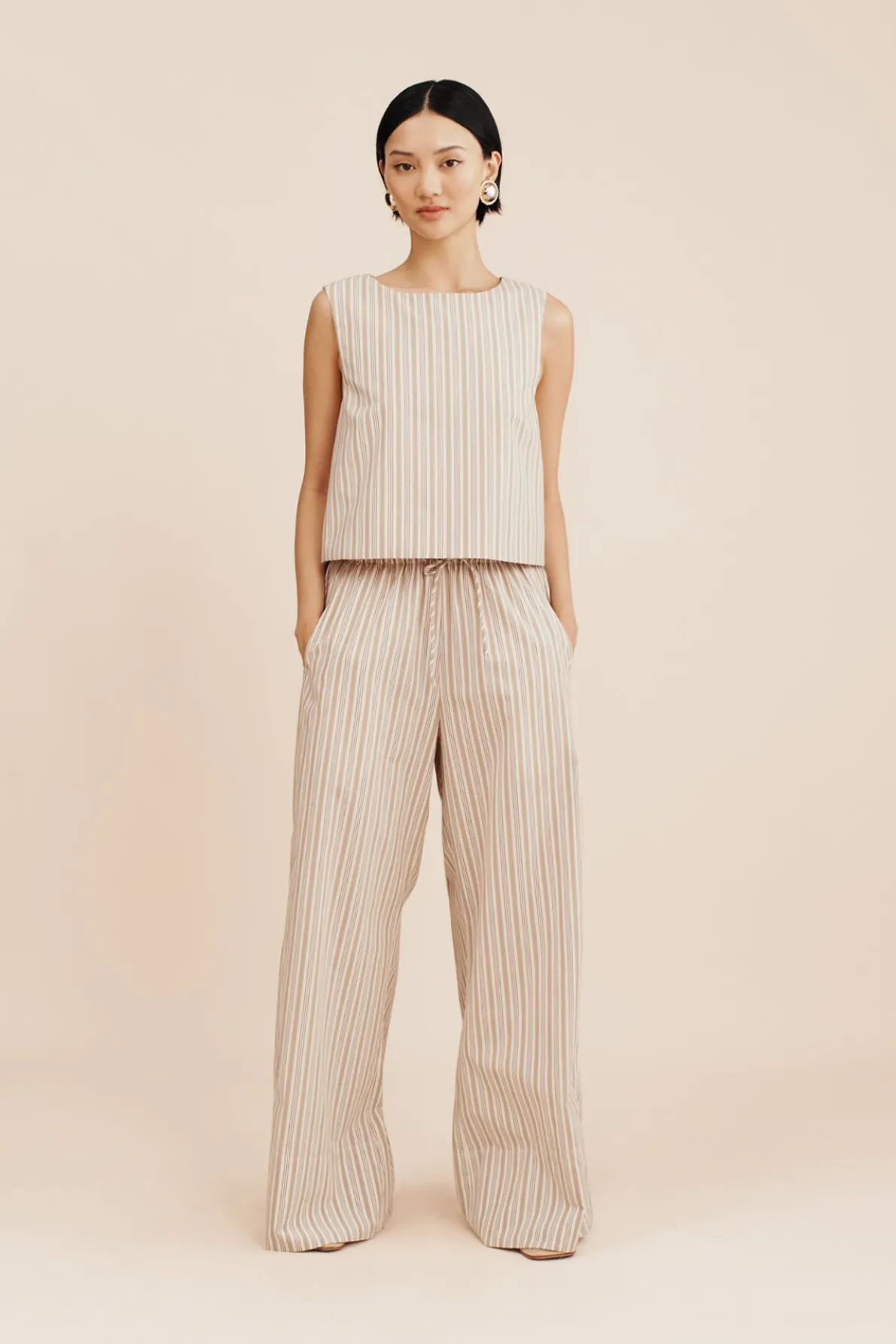 VIVIAN PANT - BEIGE STRIPE
